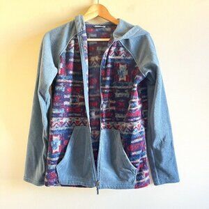 Columbia Full‎ Zip Fleece Hoodie Jacket Kids Size XL 18 20 Gray Camo Athletic